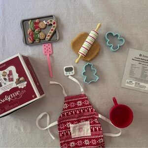 American Girl Baking Set with Red Apron and Accessories